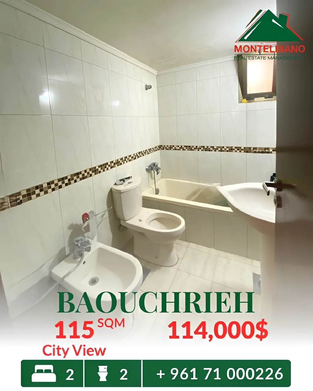 Apartment for sale in Baouchriyeh