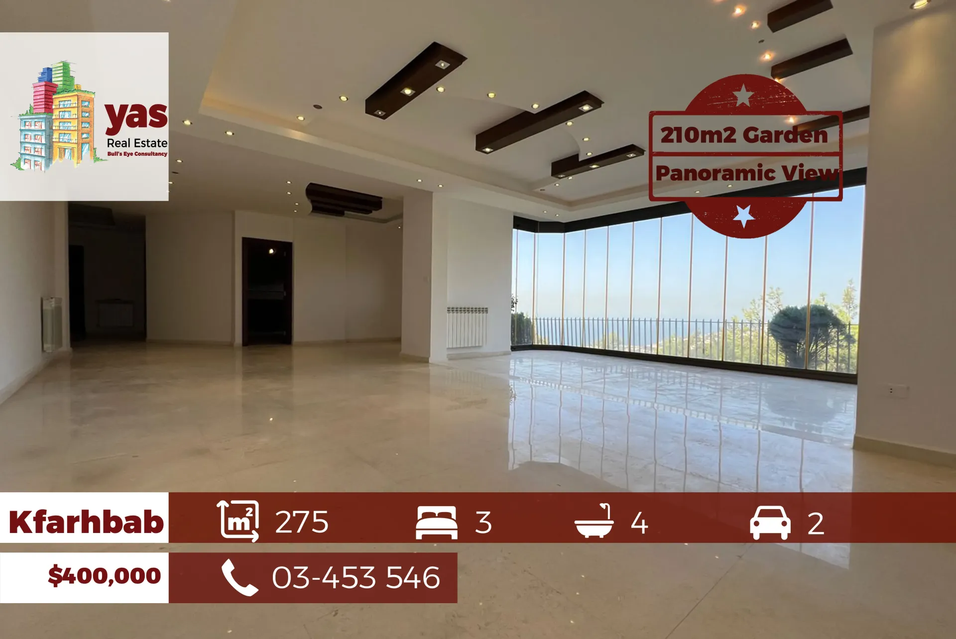 Apartment for Sale in Kfar Hbab - 3 bed, 4 bath