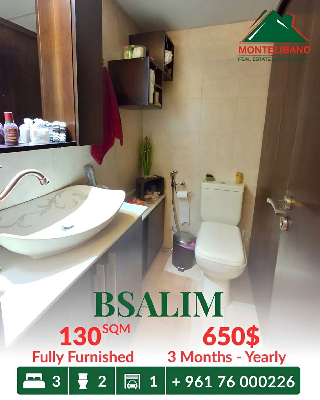 Apartment for rent in Bsalim
