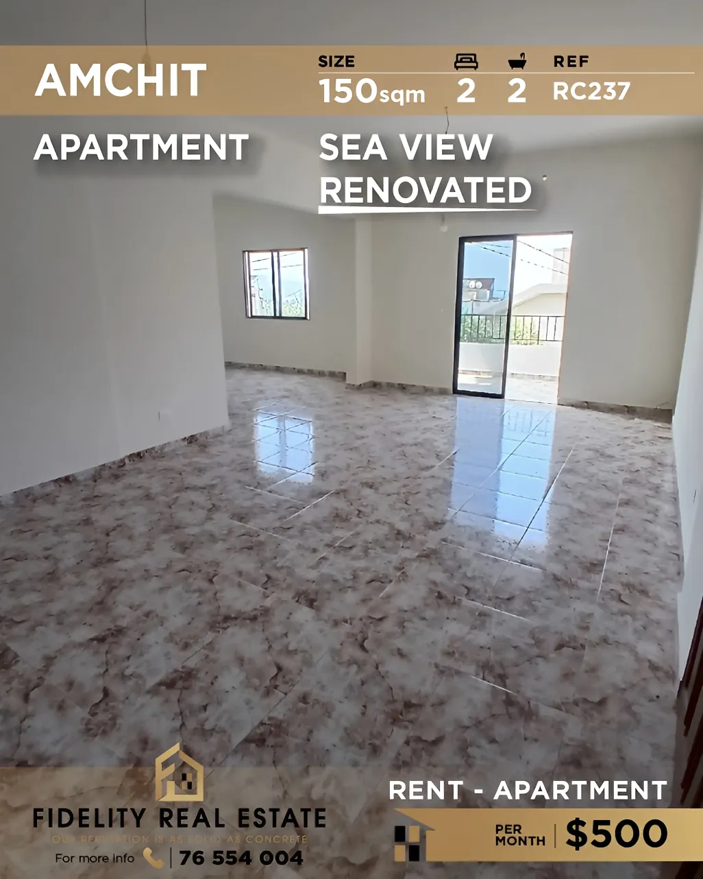 Apartment for rent in Aamchit, Lebanon