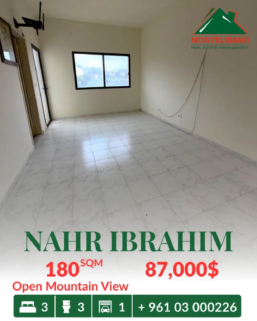 Apartment for sale in Nahr Ibrahim, Lebanon - 3 bed, 3 bath