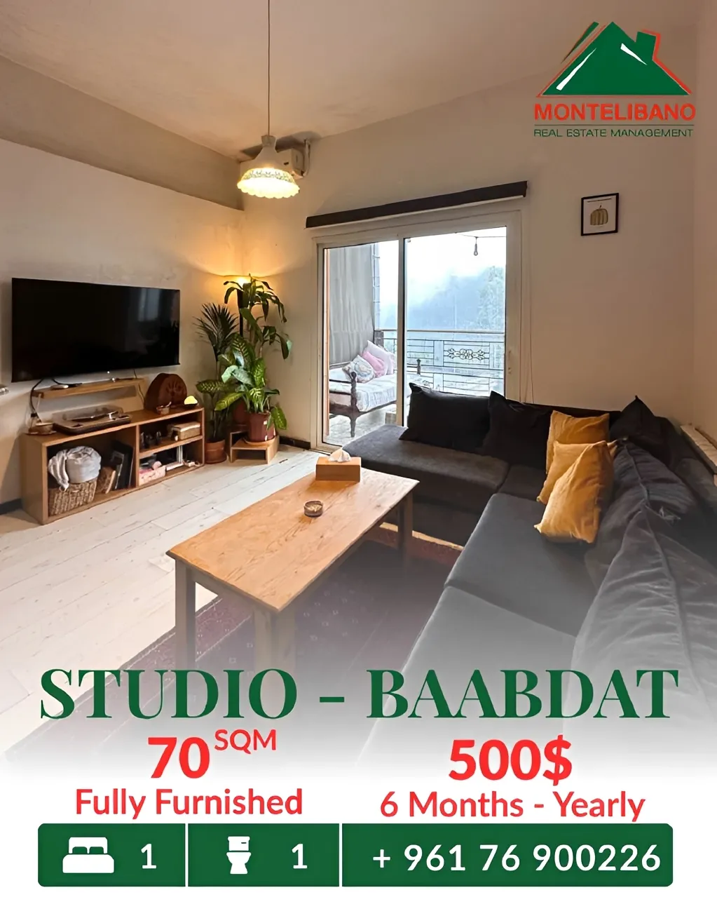 Studio for rent in Baabdat
