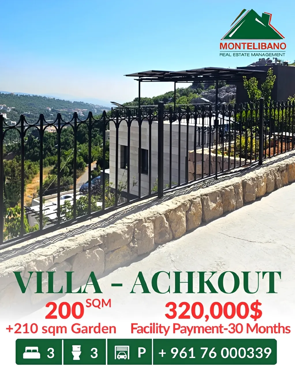 Villa for sale in Ashqout, Lebanon - 3 bed, 3 bath