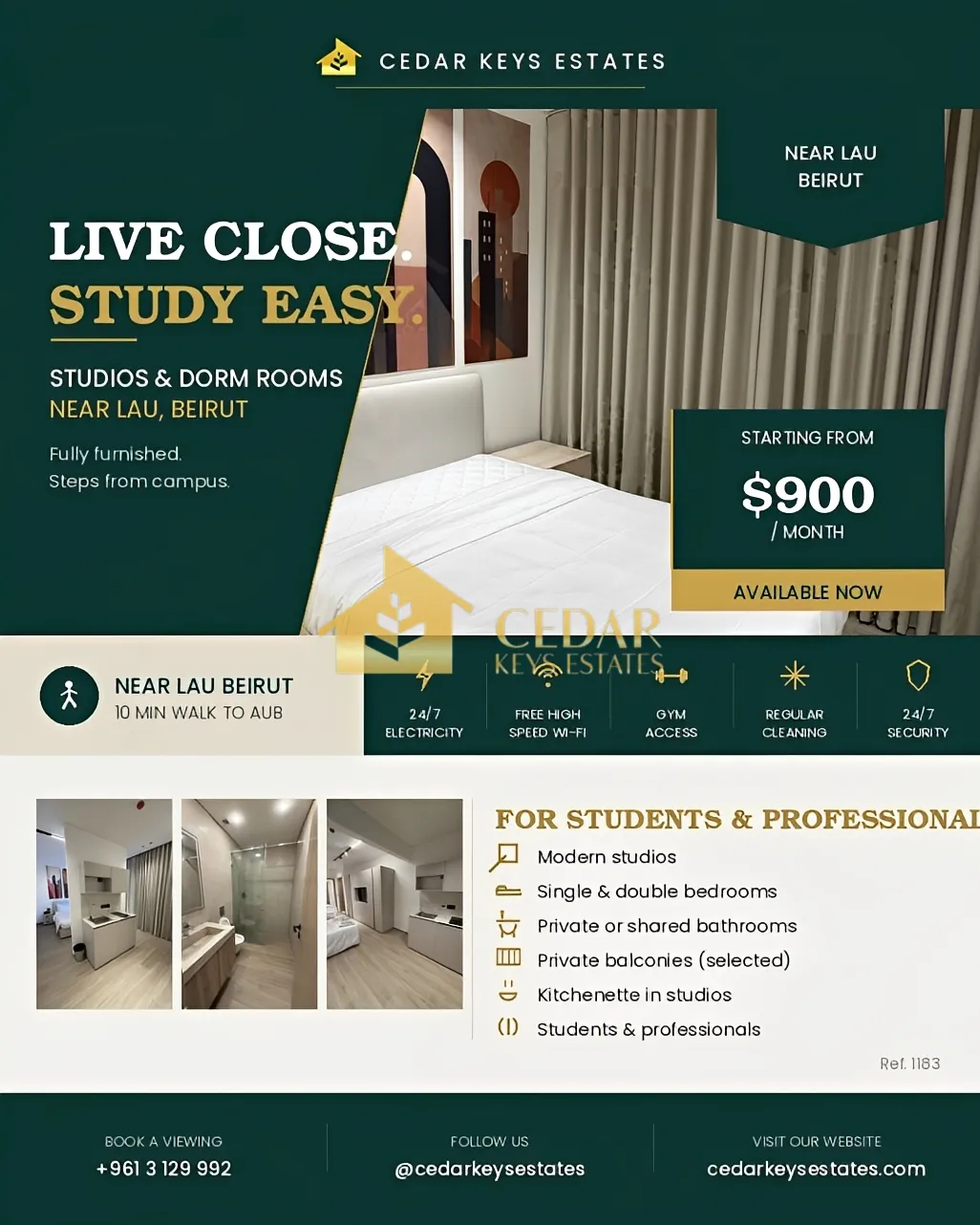 Studio for rent in Hamra, Beirut, Lebanon