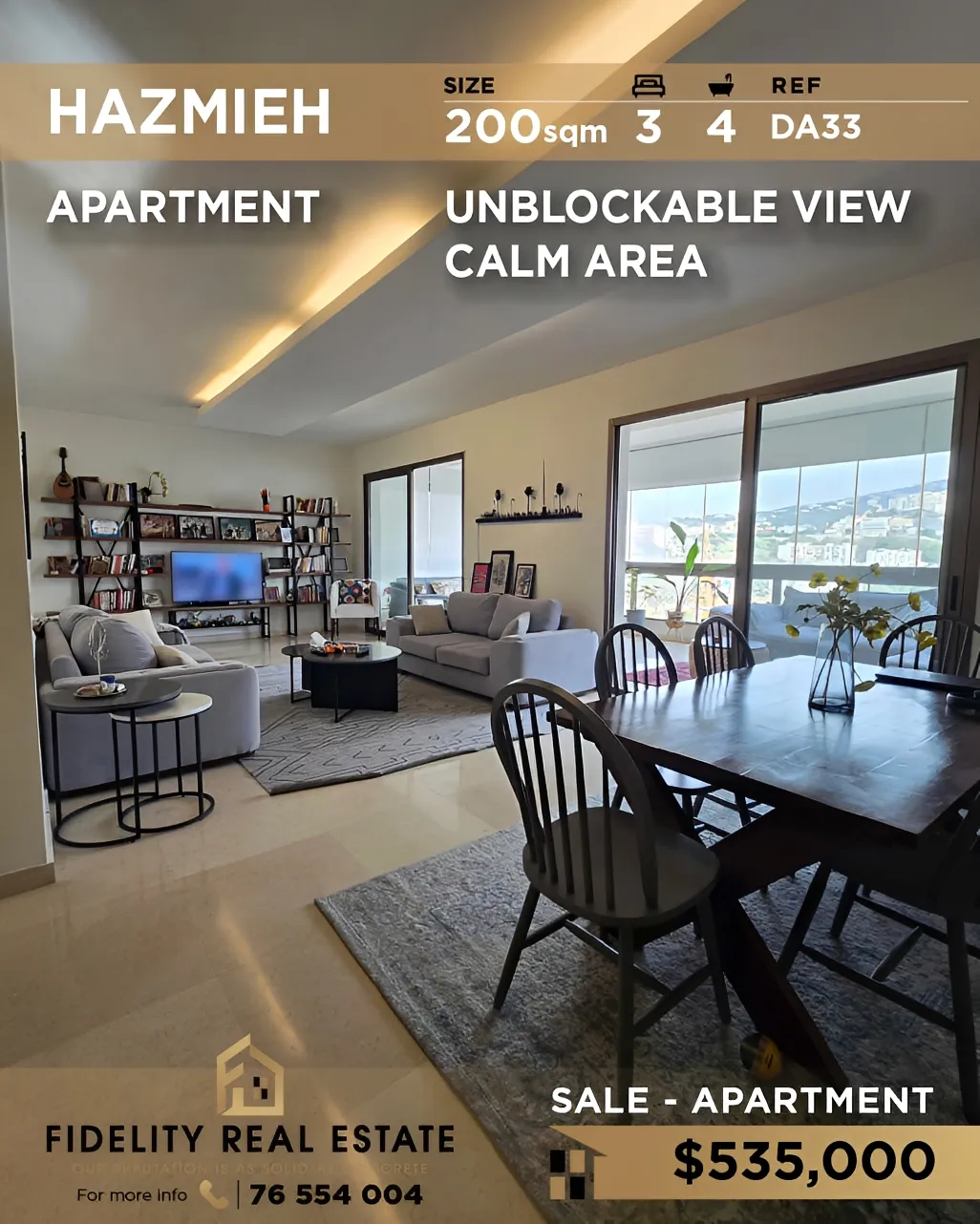 Apartment for sale in Hazmieh, Lebanon - 3 bed, 4 bath