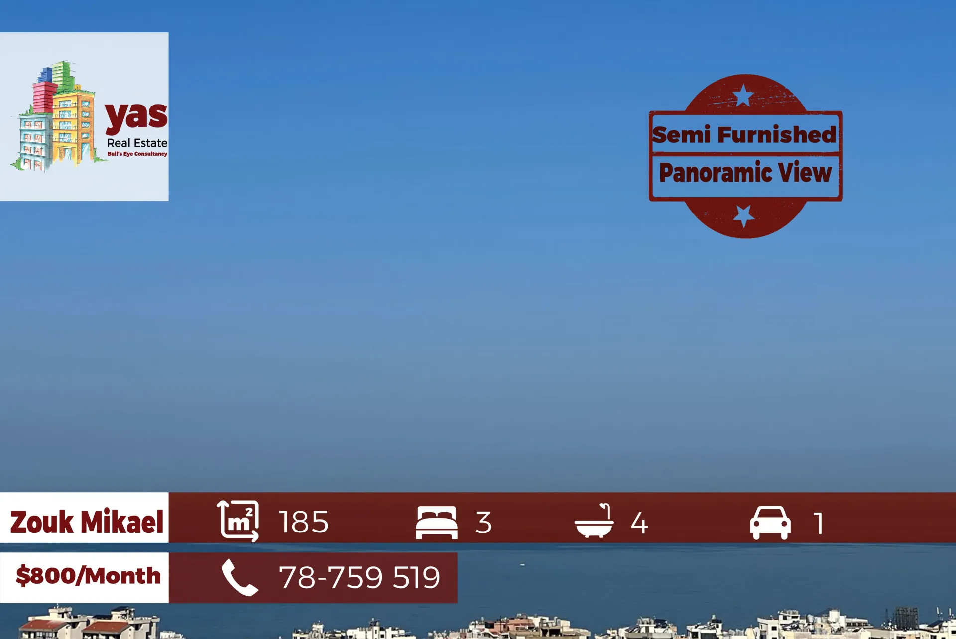 Apartment for Rent in Zouk Mikael