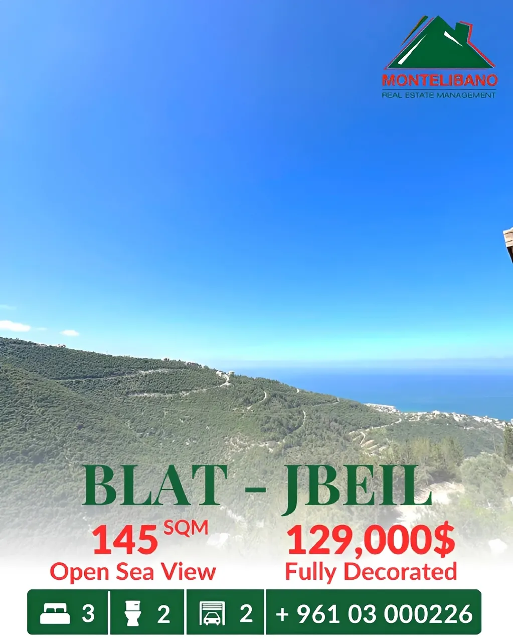 Apartment for sale in Blat, Lebanon
