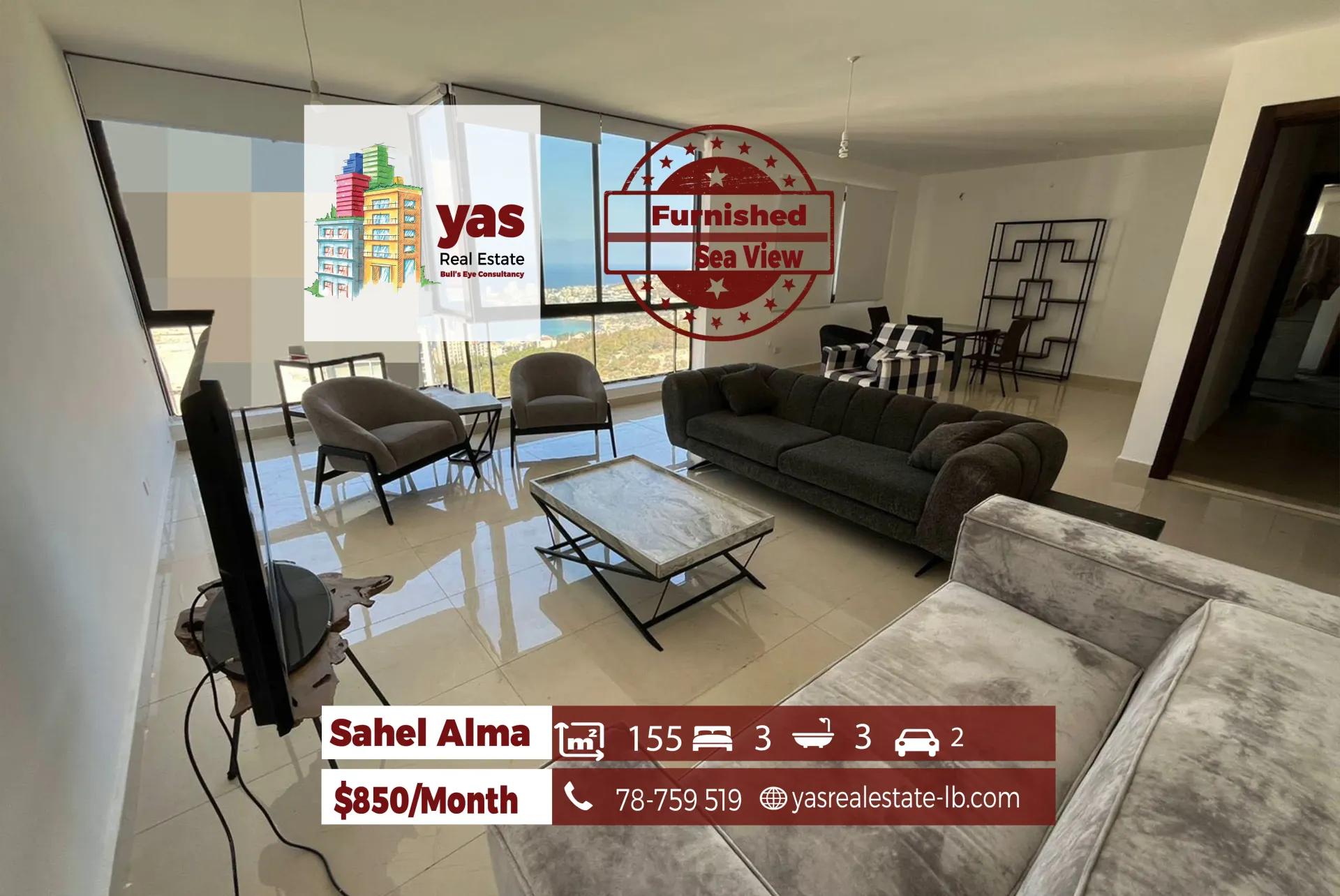 Apartment for Rent in Sahel Alma - 2 bed, 3 bath