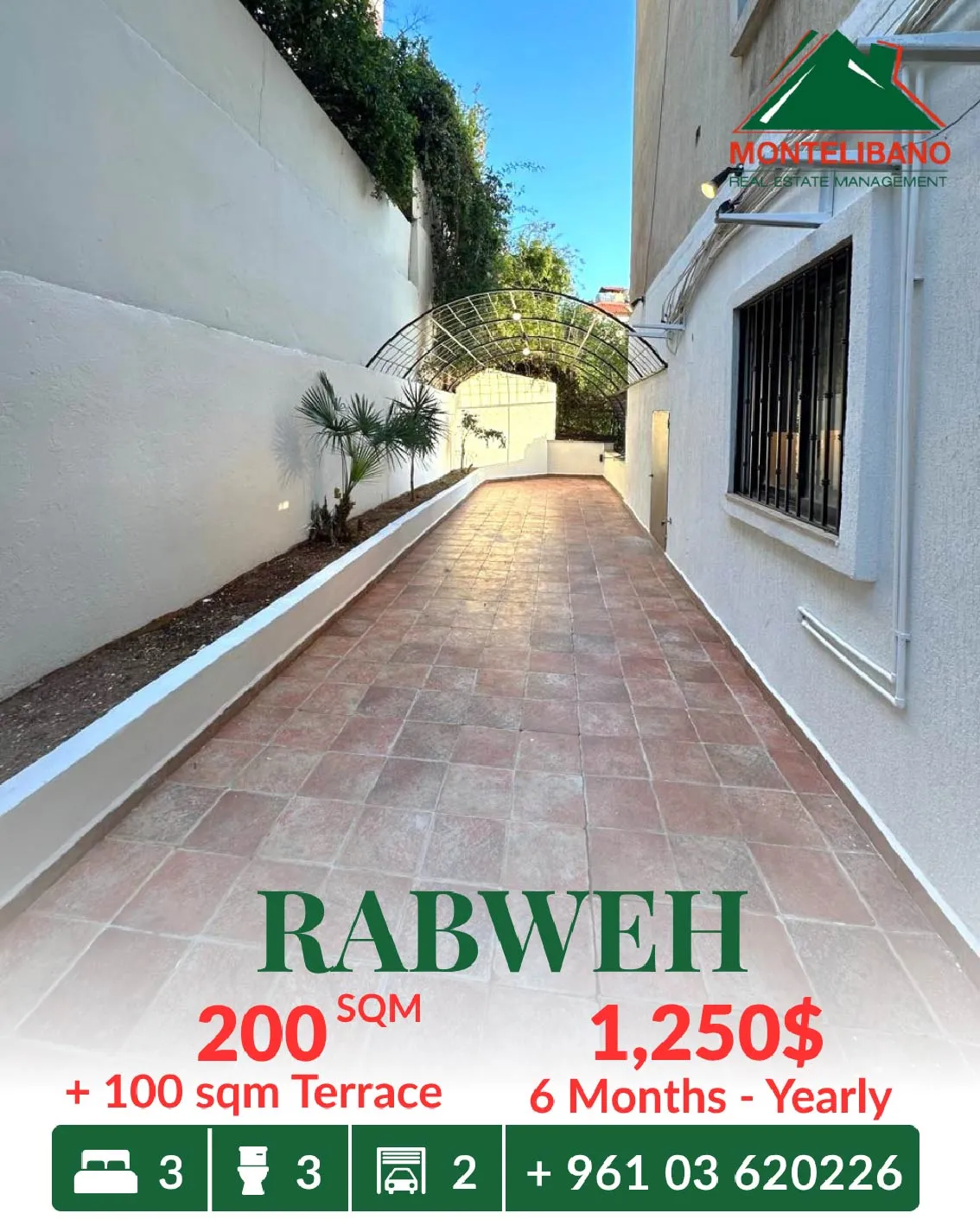 Apartment for rent in Rabweh, Bayrut, Lebanon