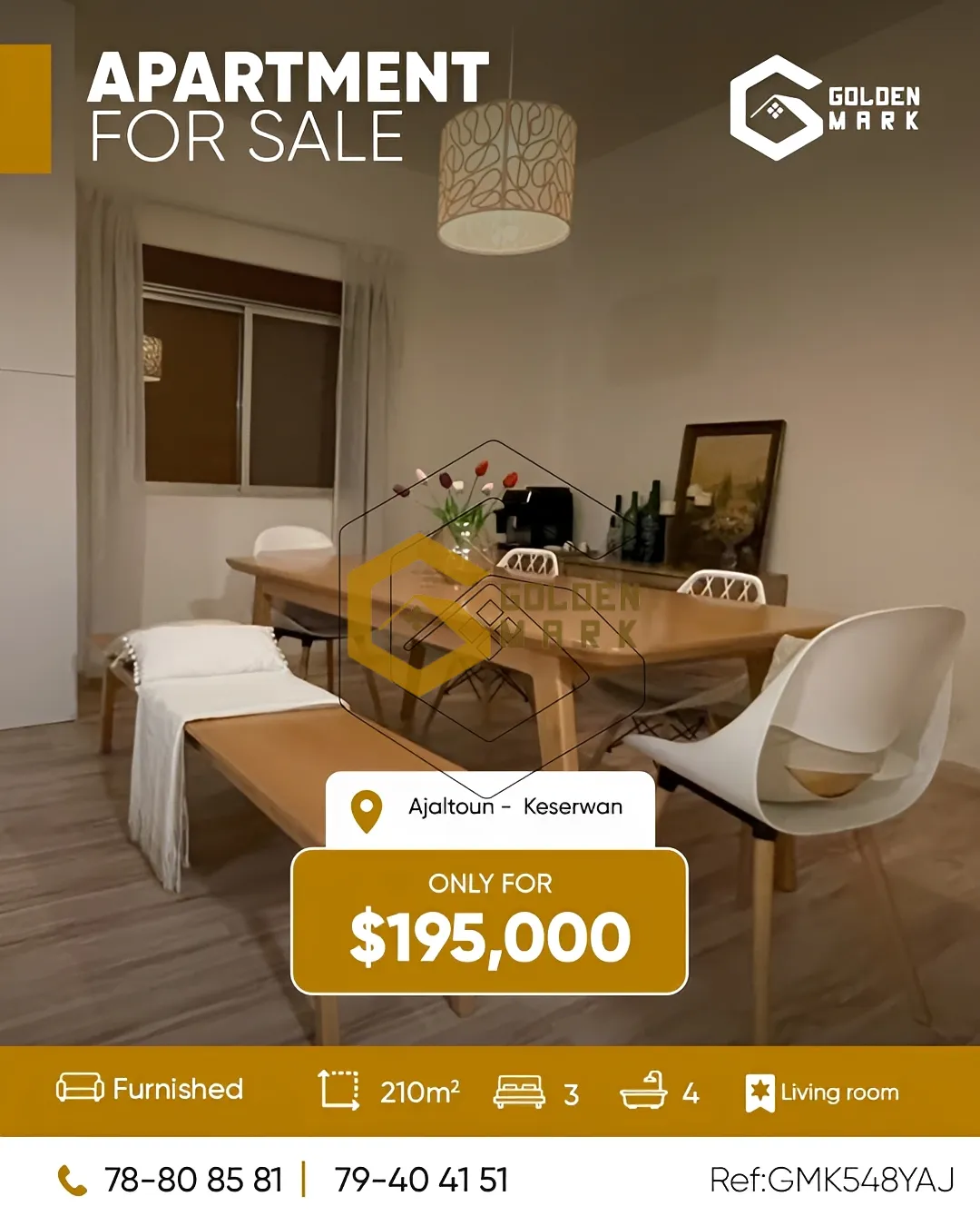 Apartment for Sale in Ajaltoun