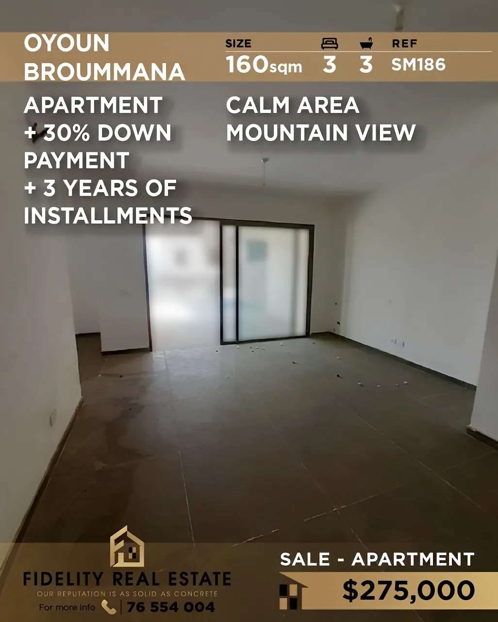 Apartment for sale in Oyoun, Lebanon - 3 bed, 3 bath