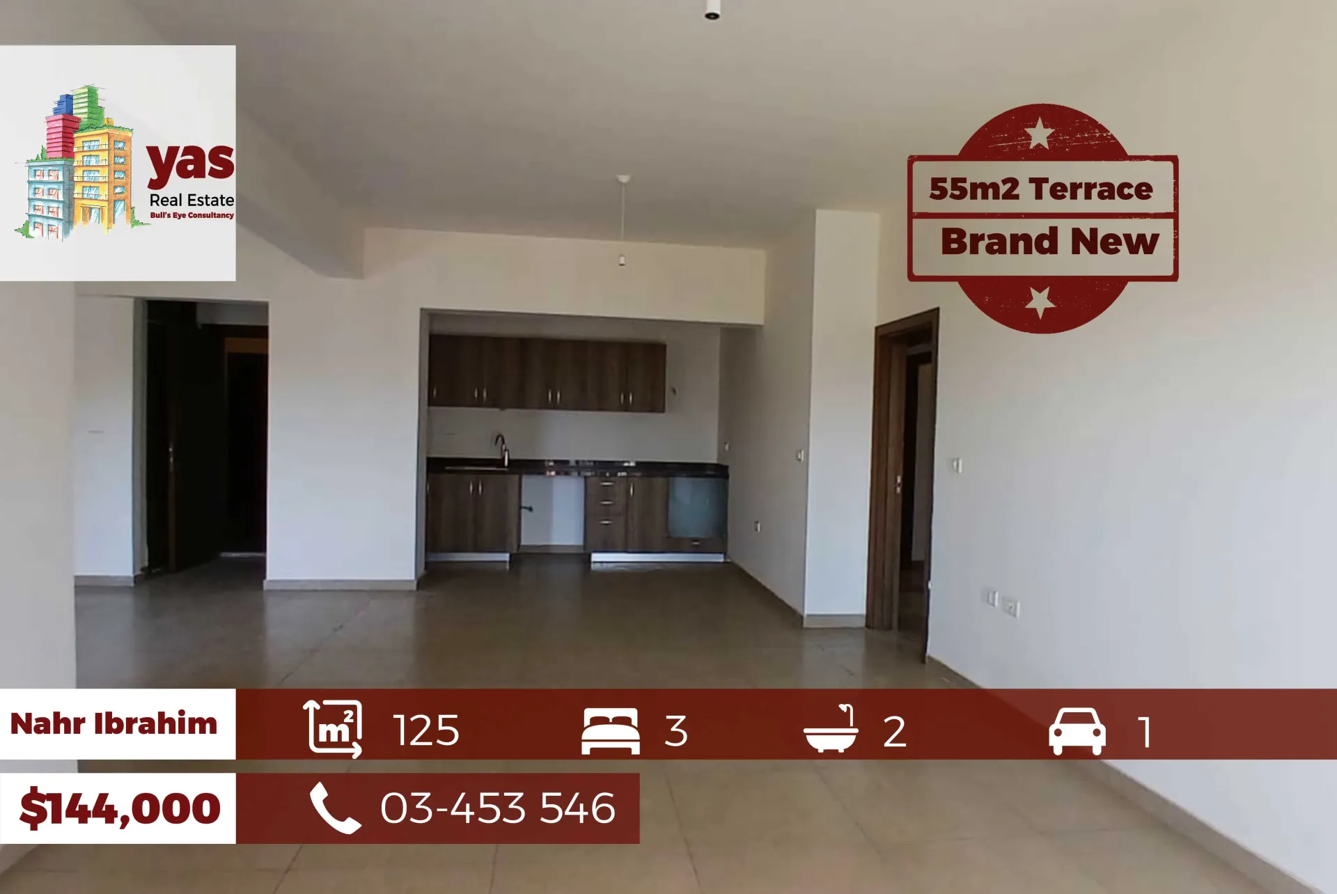 Apartment for Sale in Nahr Ibrahim - 3 bed, 2 bath