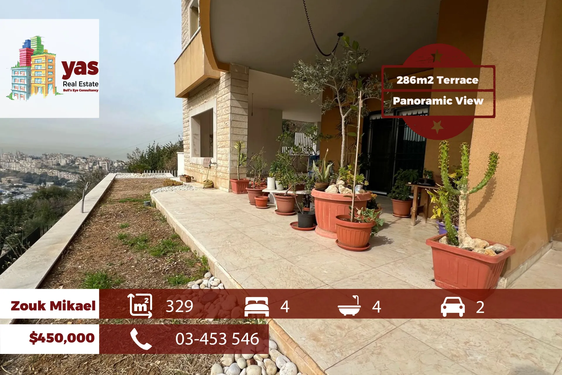 Apartment for Sale in Zouk Mikael - 4 bed, 4 bath