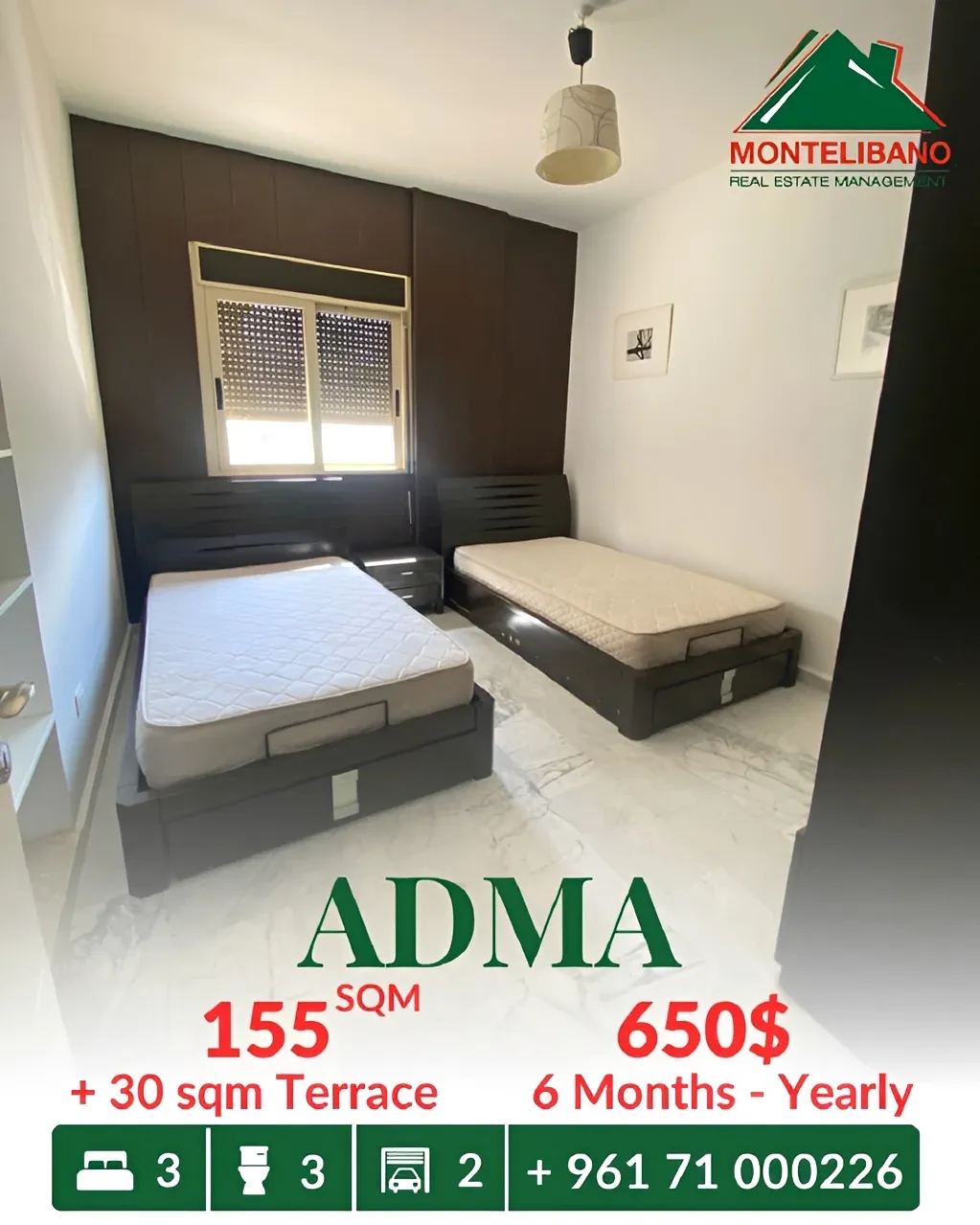 Apartment for rent in Adma w Dafnah, Lebanon