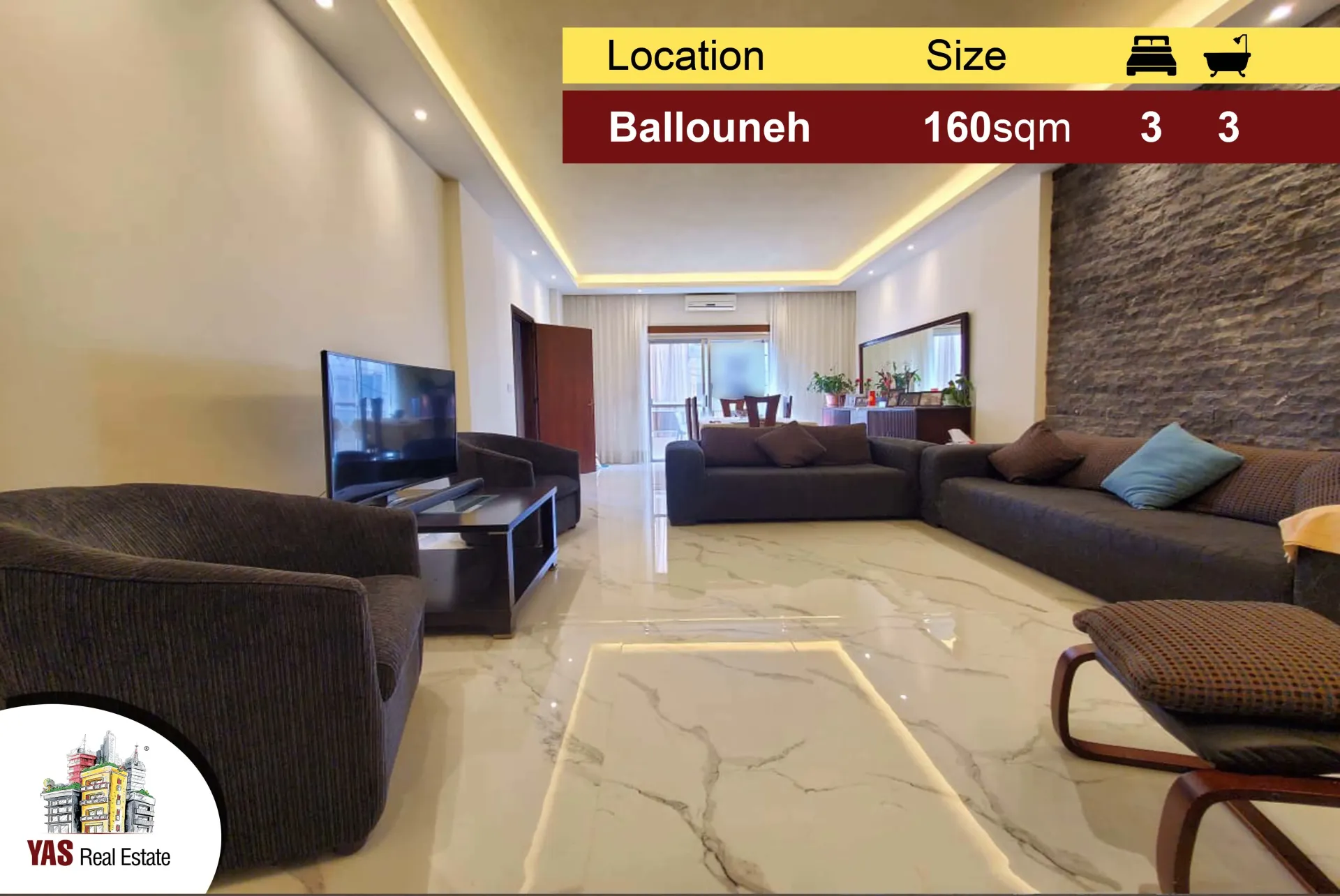 Apartment for Sale in Ballouneh - 3 bed, 3 bath
