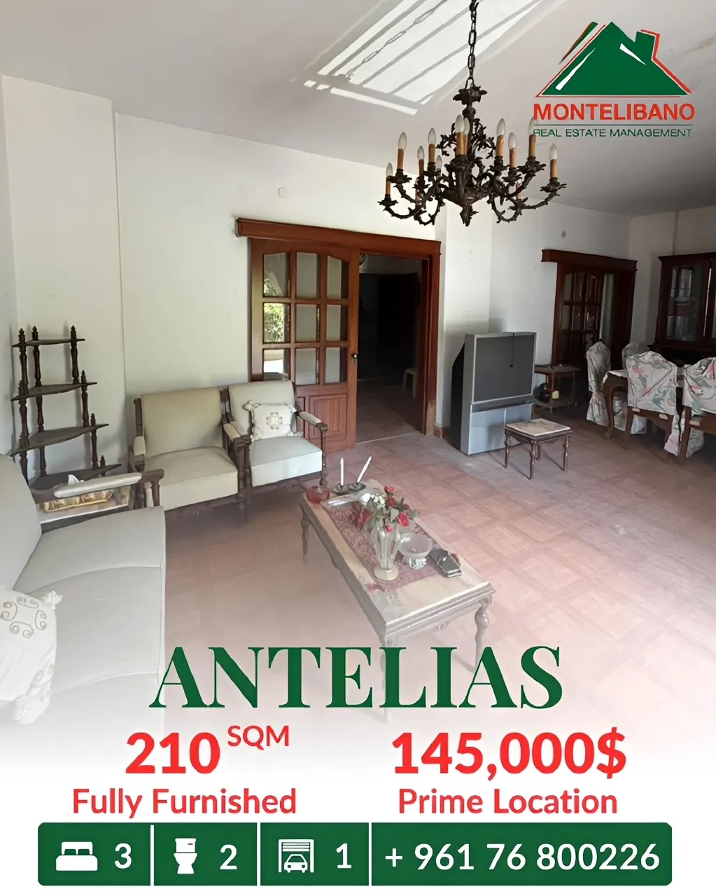 Apartment for sale in Antelias, Lebanon - 3 bed, 2 bath