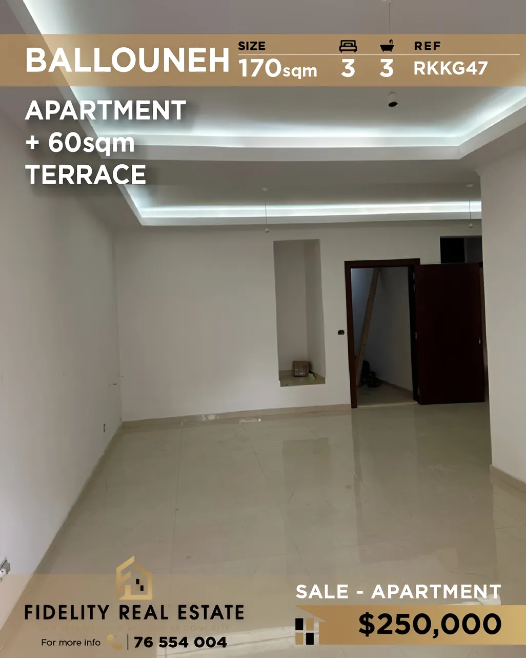 Apartment for sale in Ballouneh, Lebanon - 3 bed, 3 bath