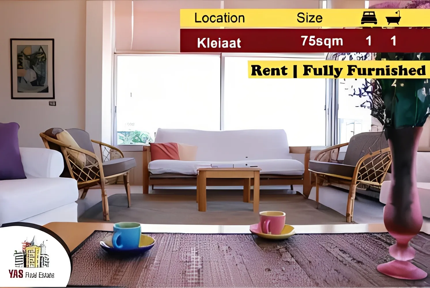 Apartment for Rent in Qleiat - 1 bed, 1 bath
