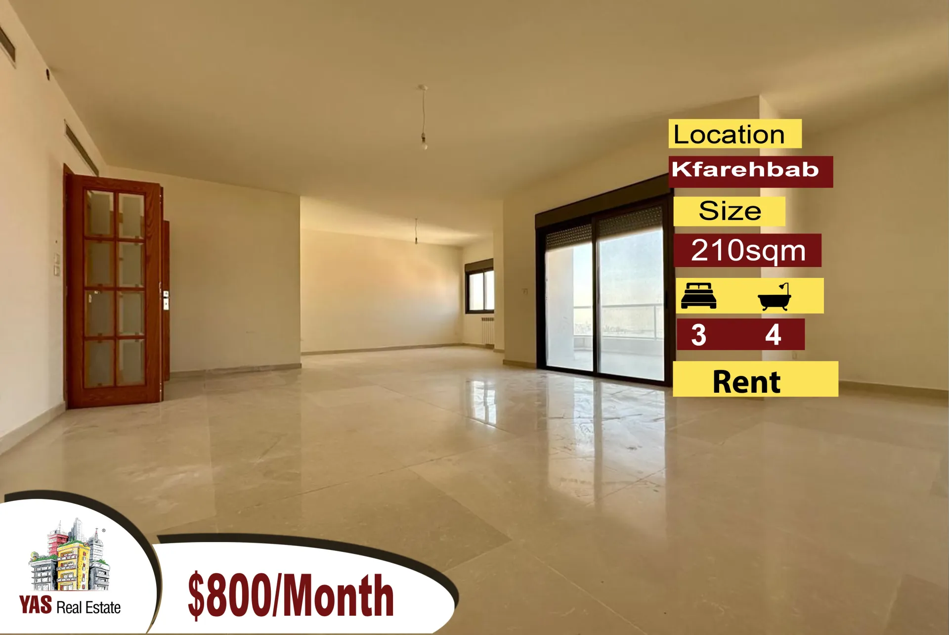 Apartment for Rent in Kfar Hbab - 3 bed, 4 bath