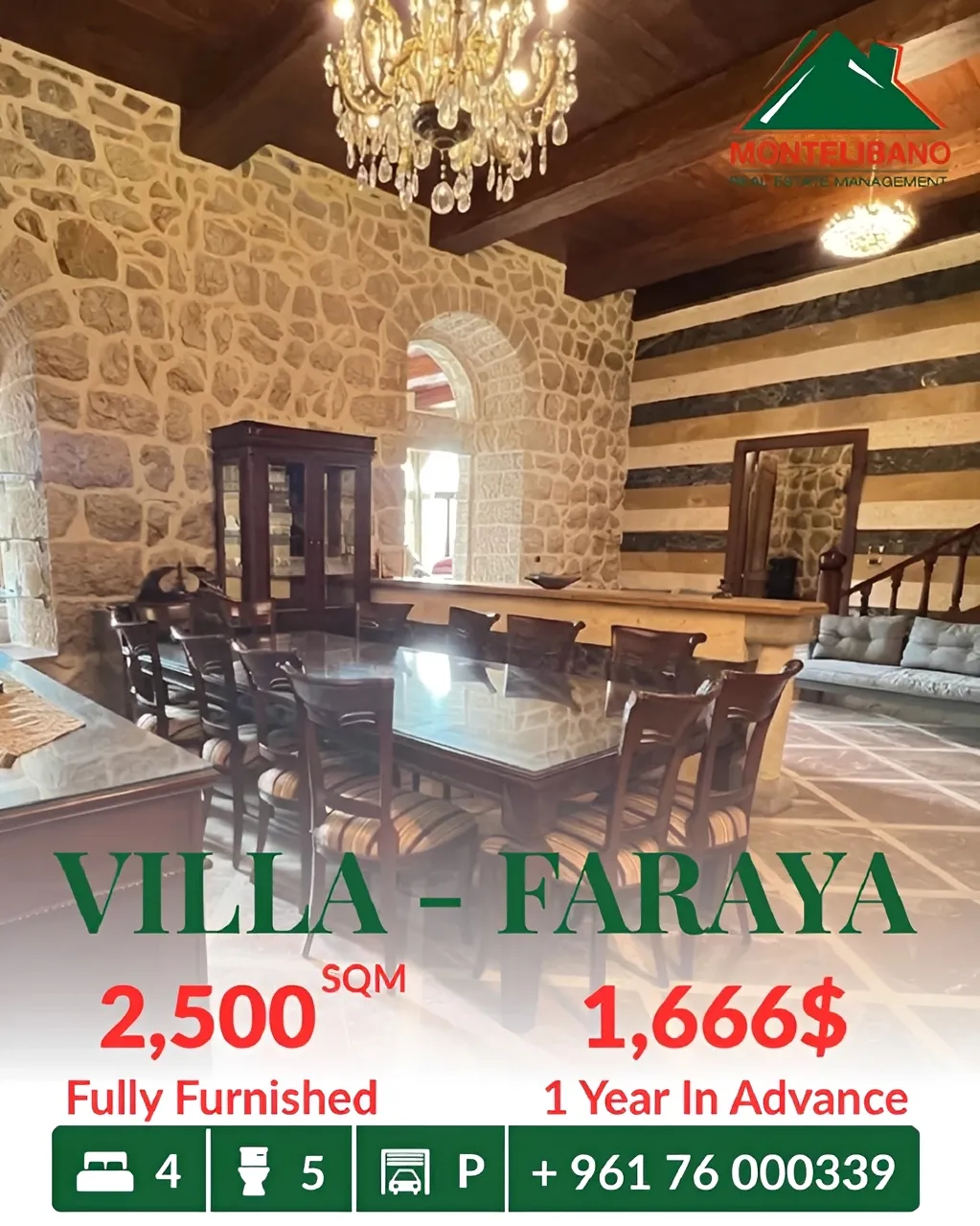 Villa for rent in Faraya, Lebanon - 4 bed, 5 bath