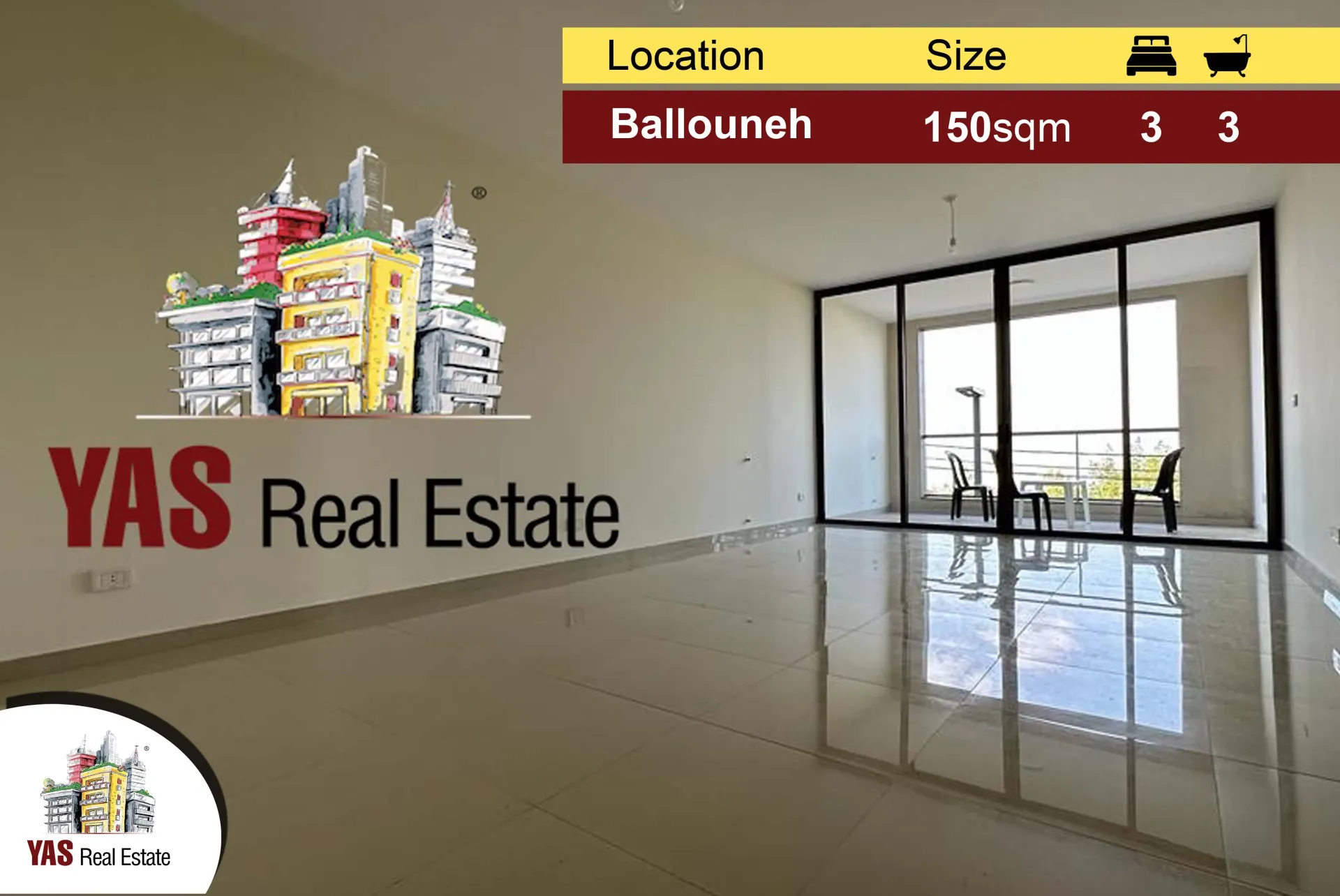 Apartment for Sale in Ballouneh - 3 bed, 3 bath