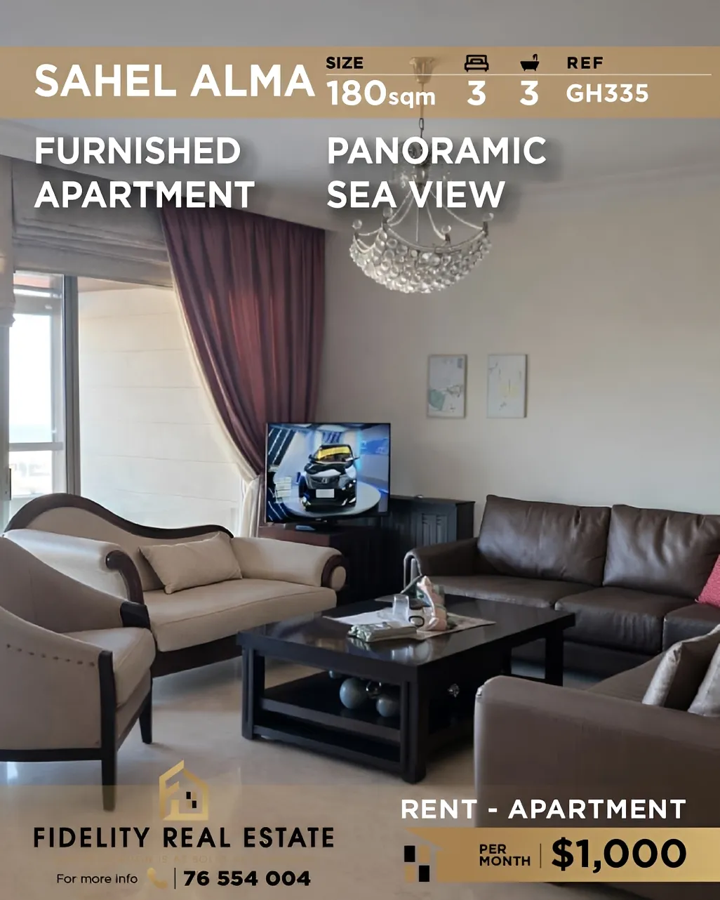 Apartment for rent in Sahel Aalma, Lebanon - 3 bed, 3 bath