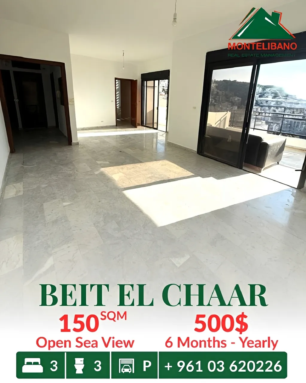 Apartment for rent in Beit El Chaar