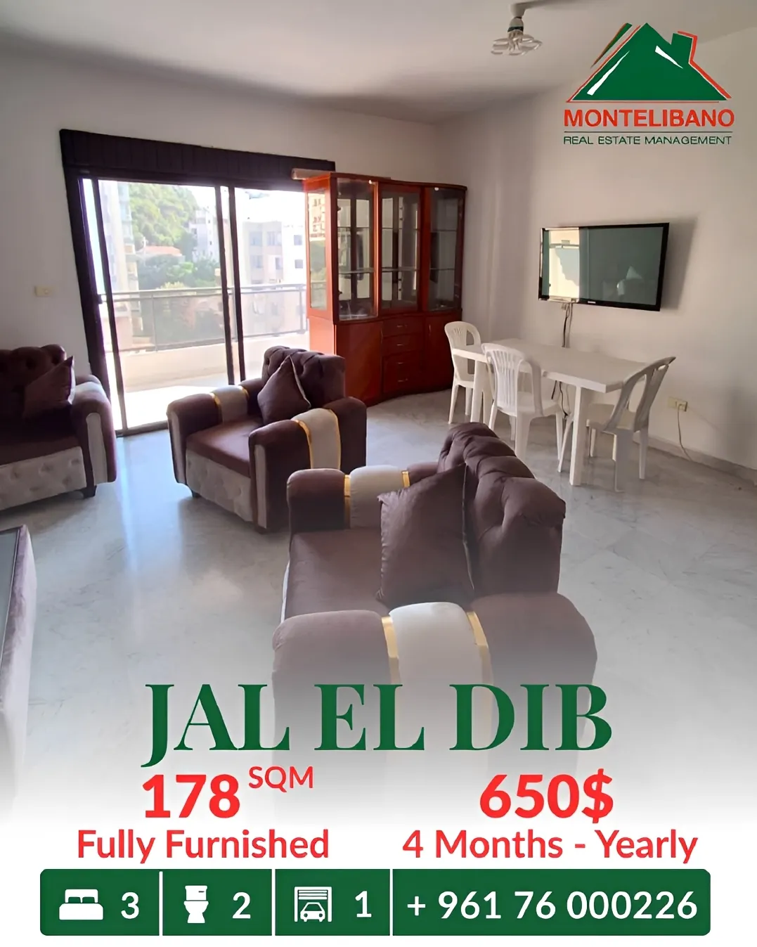Apartment for rent in Jal El Dib, Lebanon