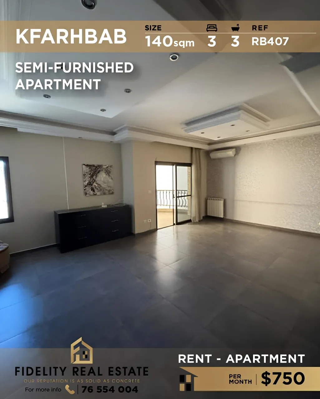 Apartment for rent in Kfar Hbab, Lebanon - 3 bed, 3 bath