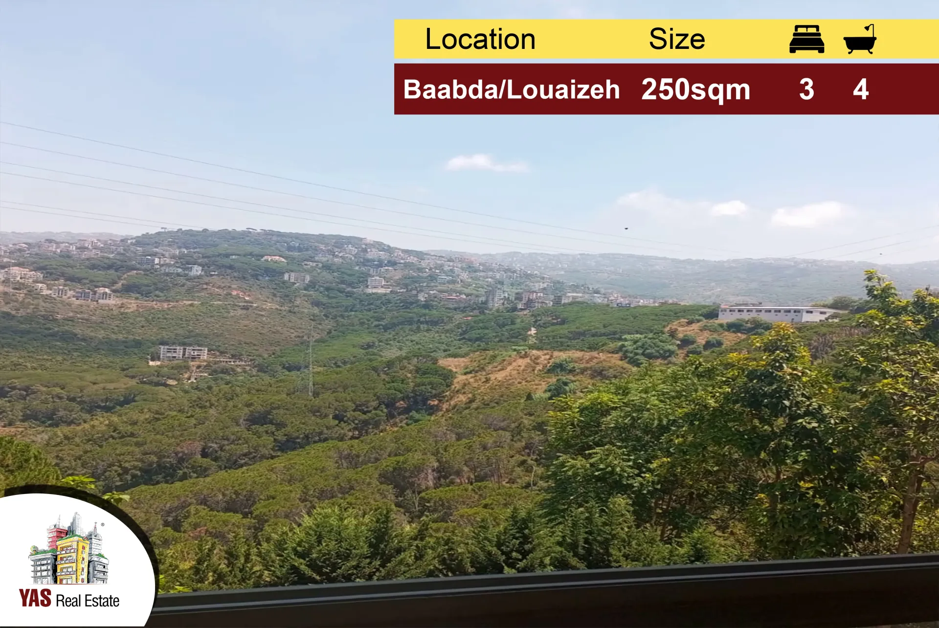Apartment for Sale in Baabda - 3 bed, 4 bath