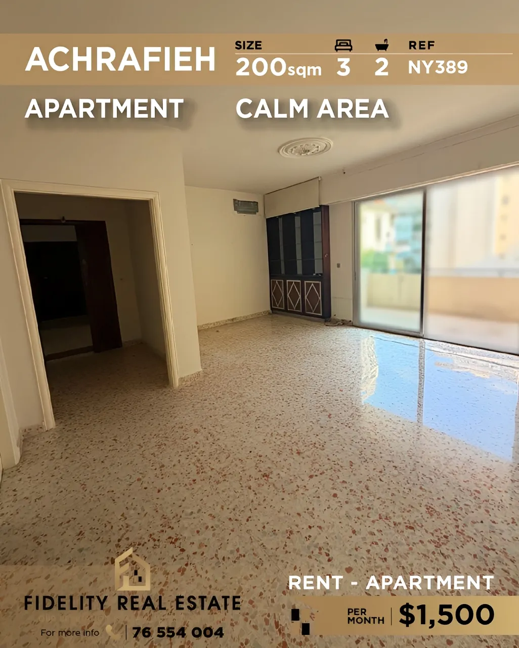 Apartment for rent in Achrafieh, Beirut, Lebanon - 3 bed, 2 bath