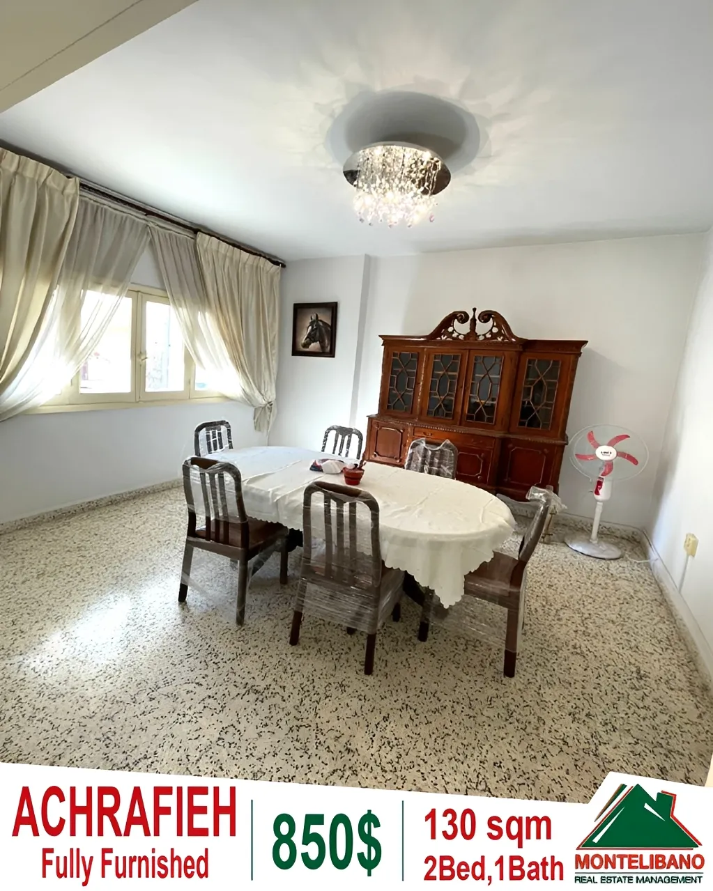 Apartment for Rent in Achrafieh, Beirut, Lebanon - 2 bed, 1 bath