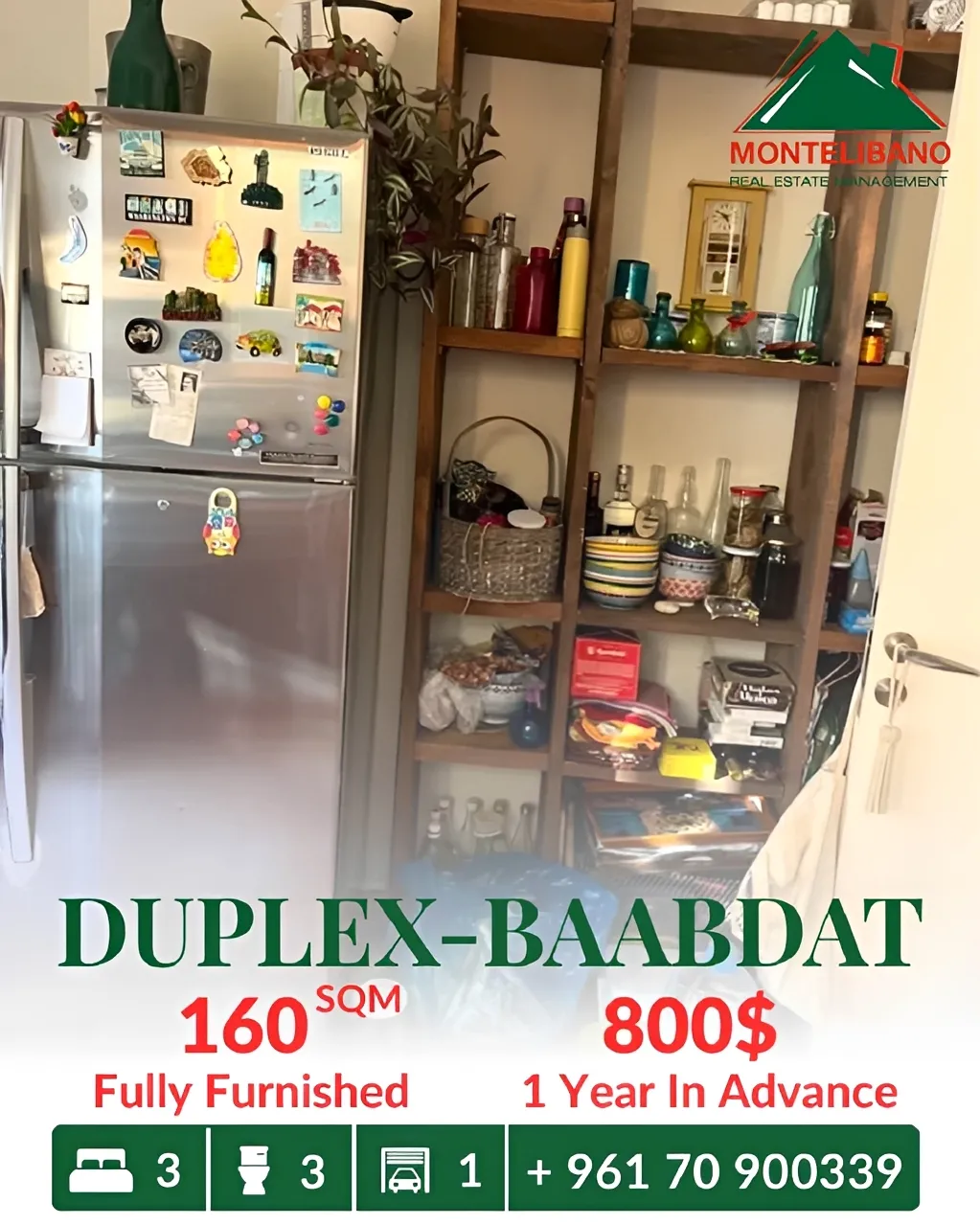 Duplex for rent in Baabdat, Lebanon