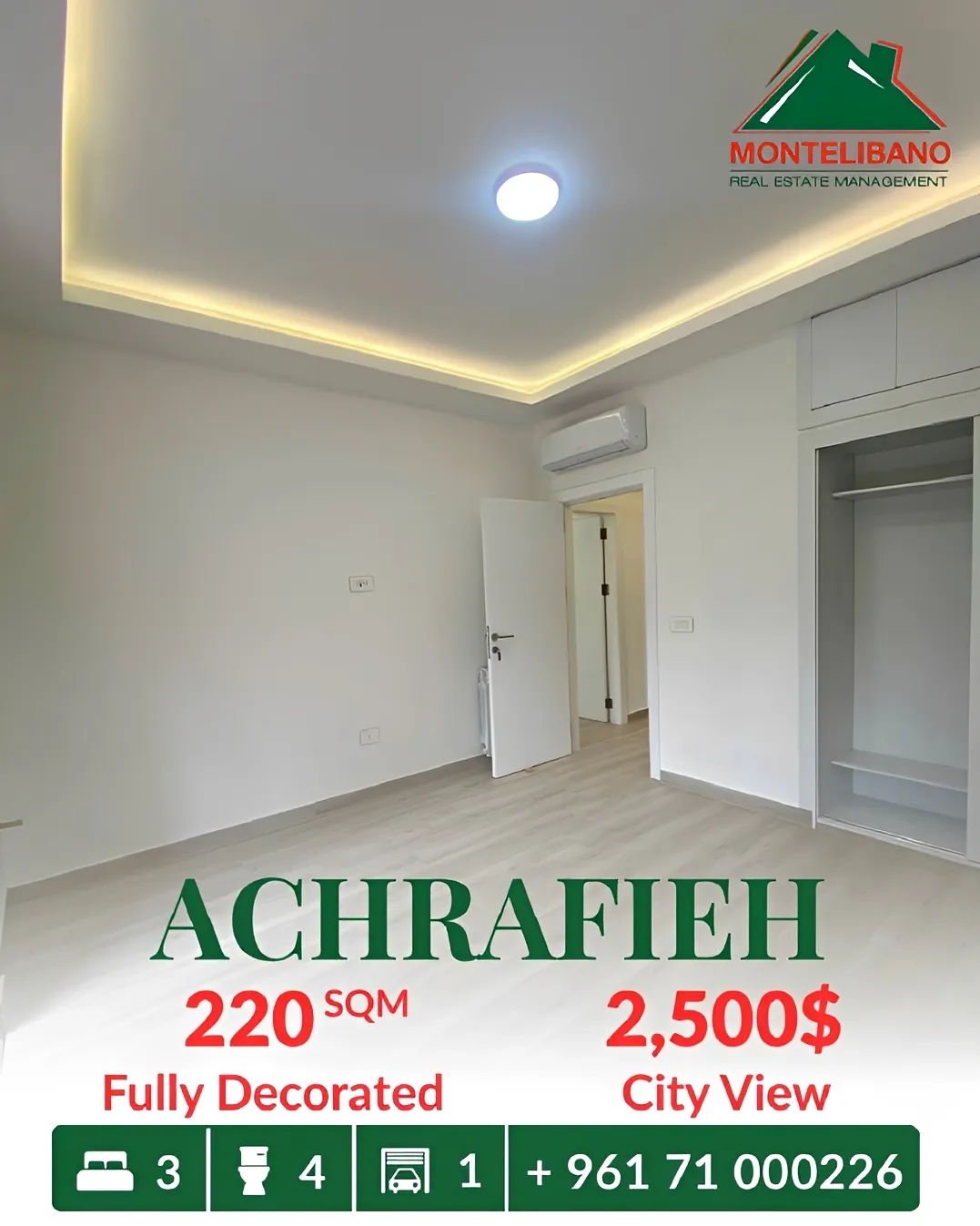 Apartment for rent in Achrafieh, Beirut, Lebanon