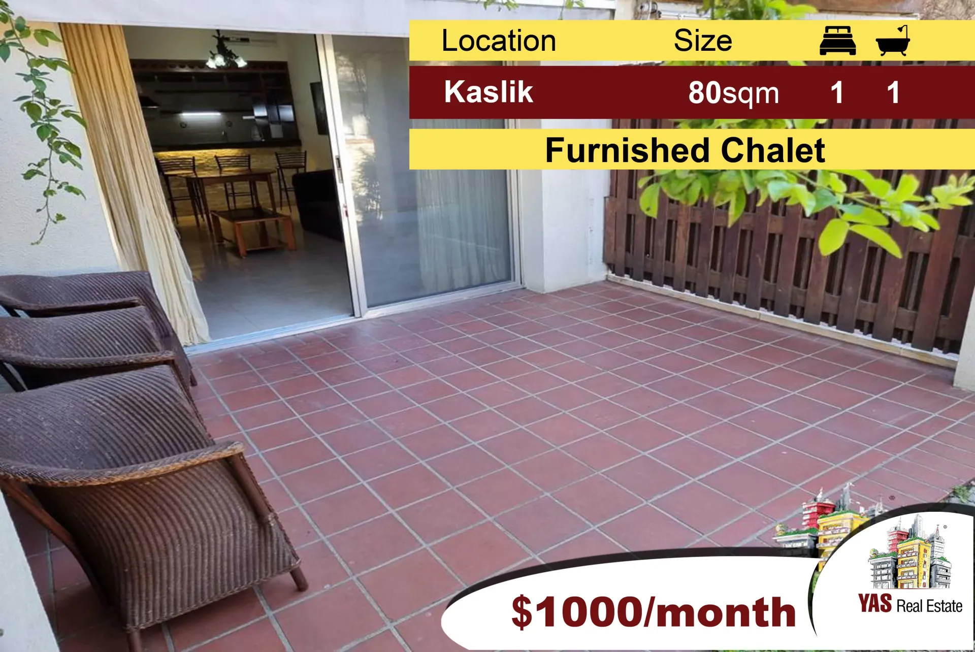 Chalet for rent in Kaslik