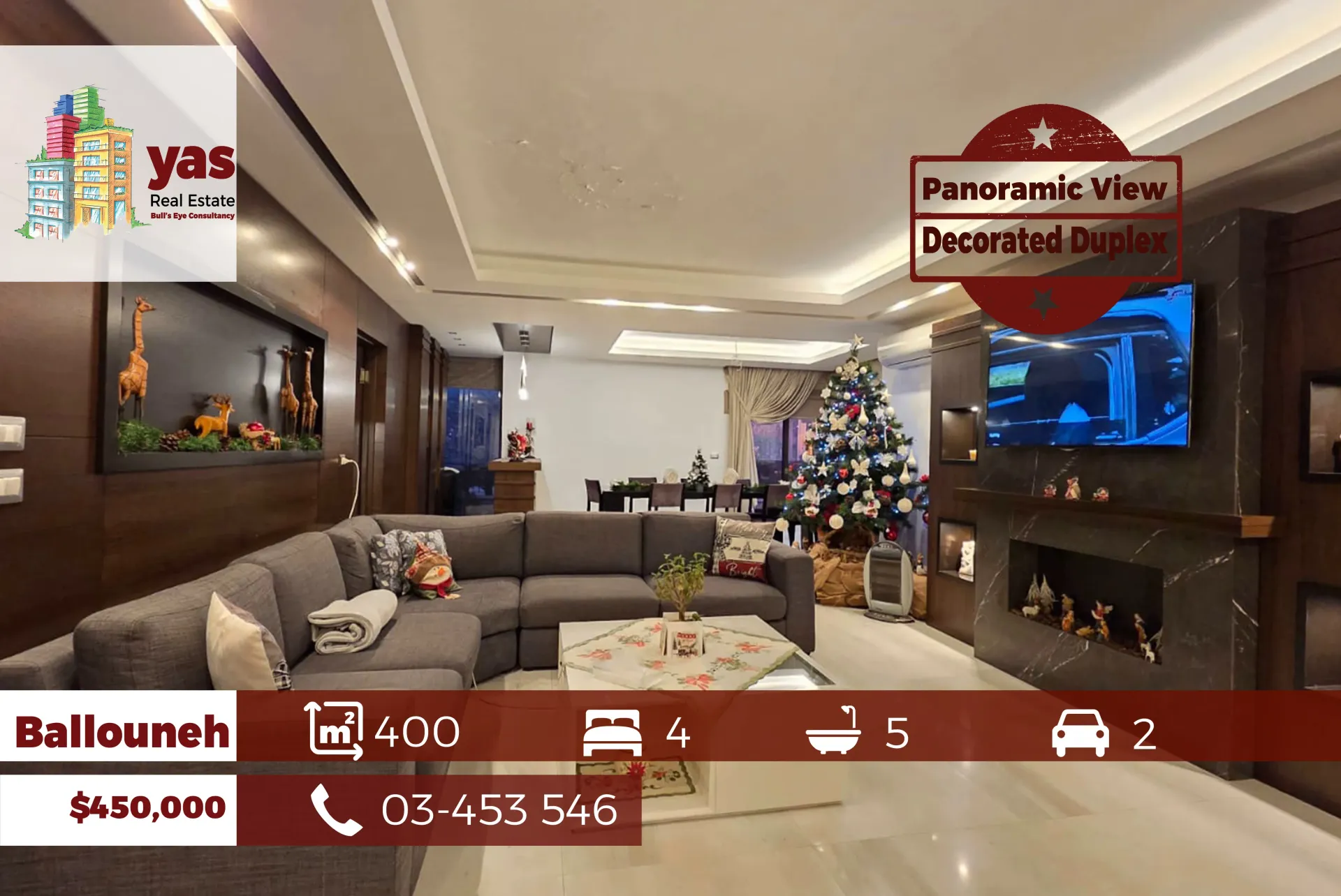 Apartment for Sale in Ballouneh - 4 bed, 5 bath