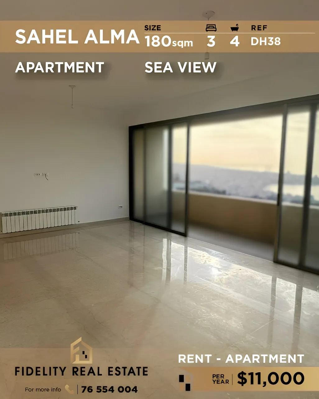 Apartment for Rent in Sahel Aalma, Lebanon - 3 bed, 4 bath