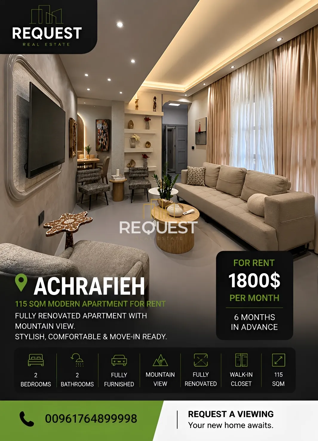Apartment for rent in Mar meter, achrafieh, beirut, lebanon - 2 bed, 2.0 bath