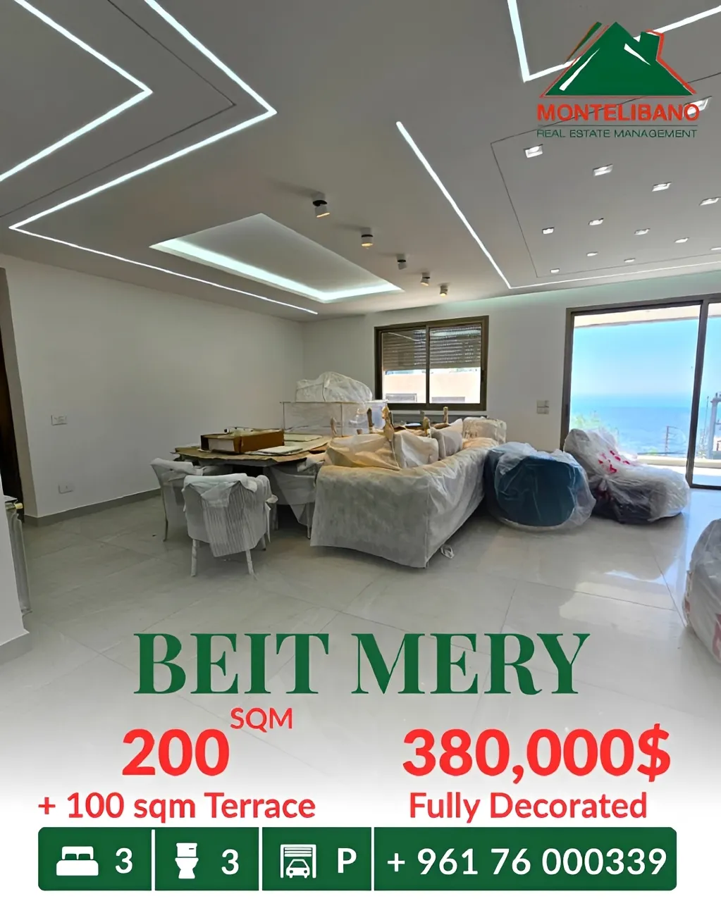 Apartment for sale in Beit Meri, Lebanon - 3 bed, 3 bath