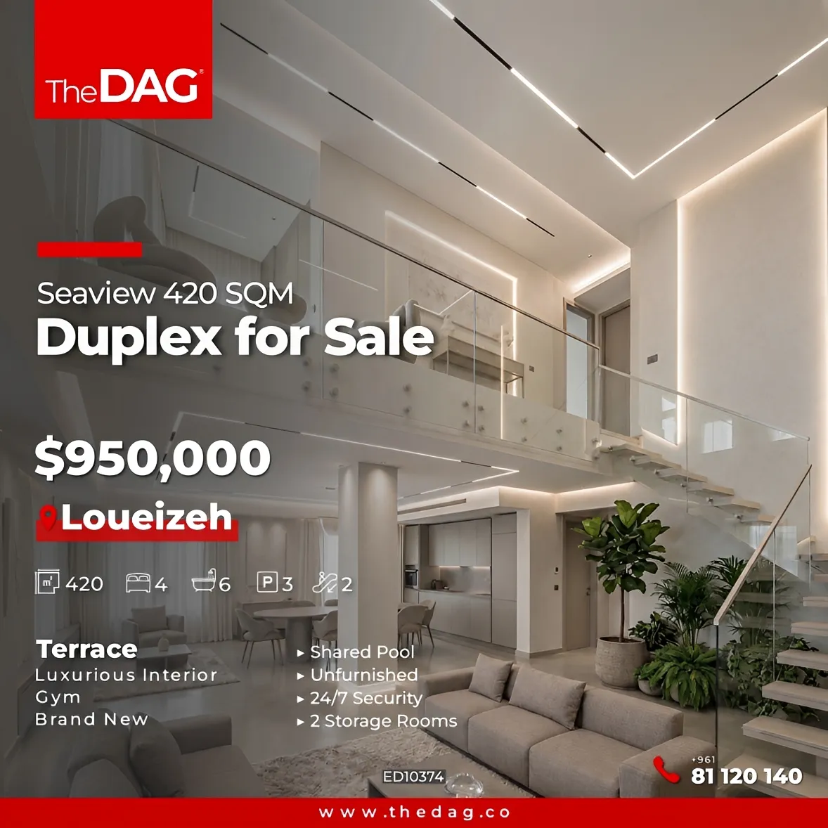 Duplex for sale in Louaizeh, Lebanon - 4 bed, 6 bath