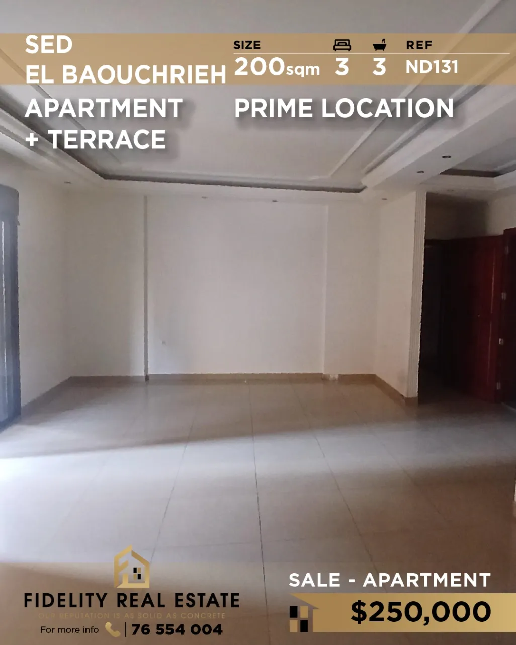 Apartment for sale in Sad El Baouchriyeh, Lebanon - 3 bed, 3 bath