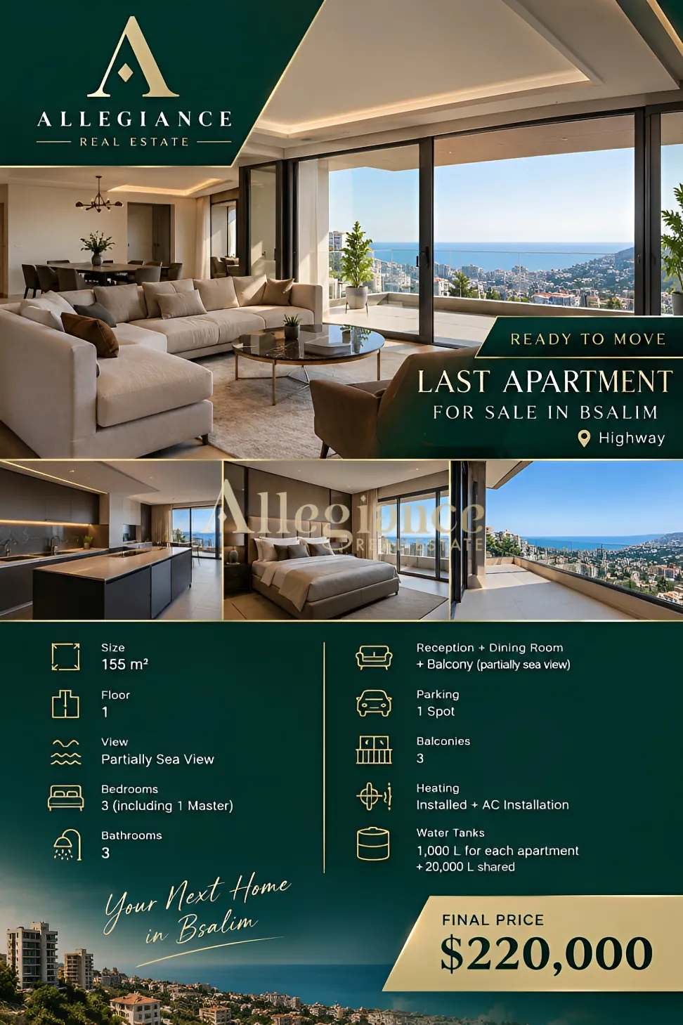 Apartment for sale in Bsalim