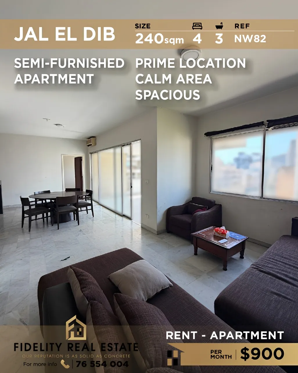 Apartment for rent in Jal El Dib, Lebanon - 4 bed, 3 bath