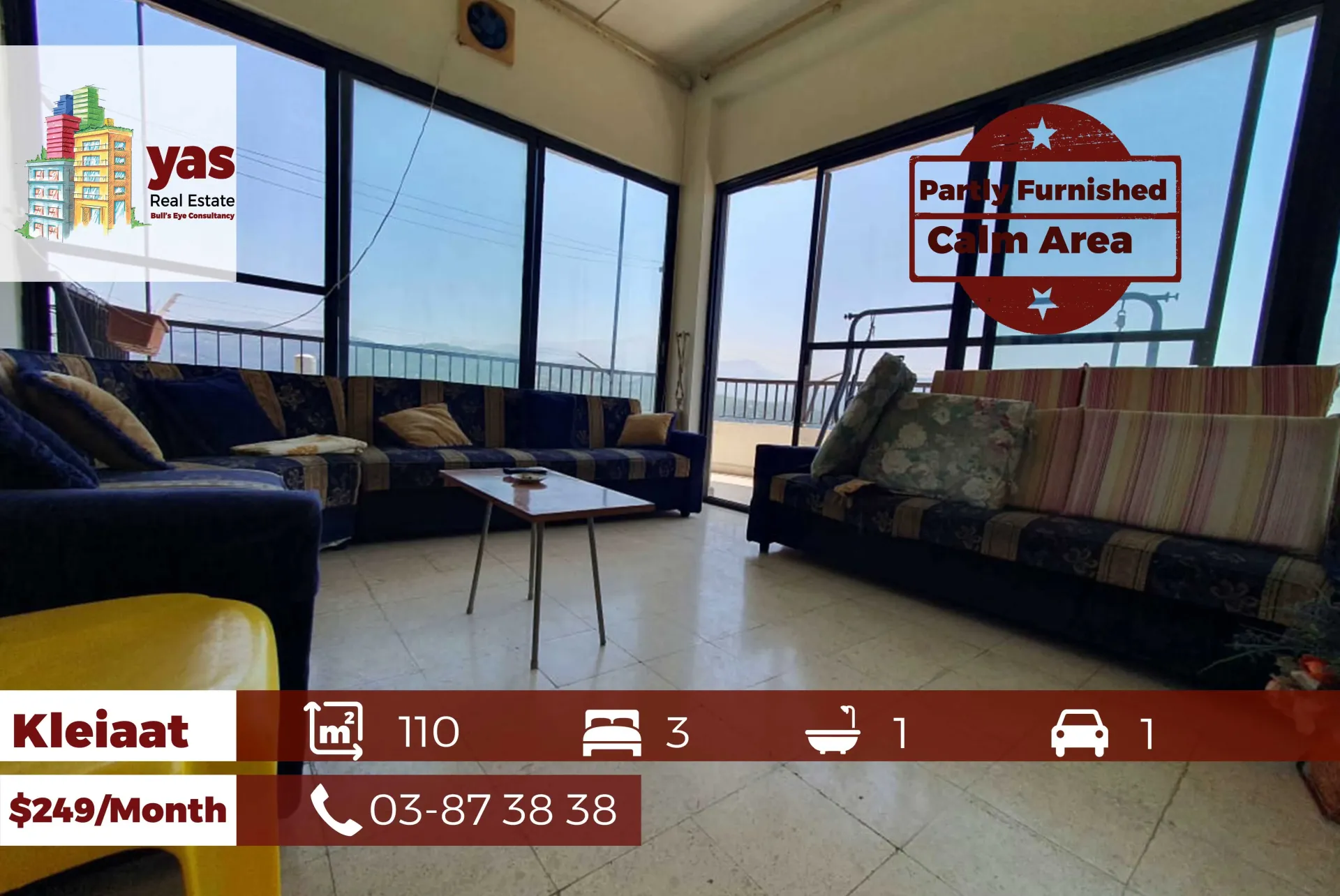Apartment for Rent in Qleiat - 3 bed, 1 bath