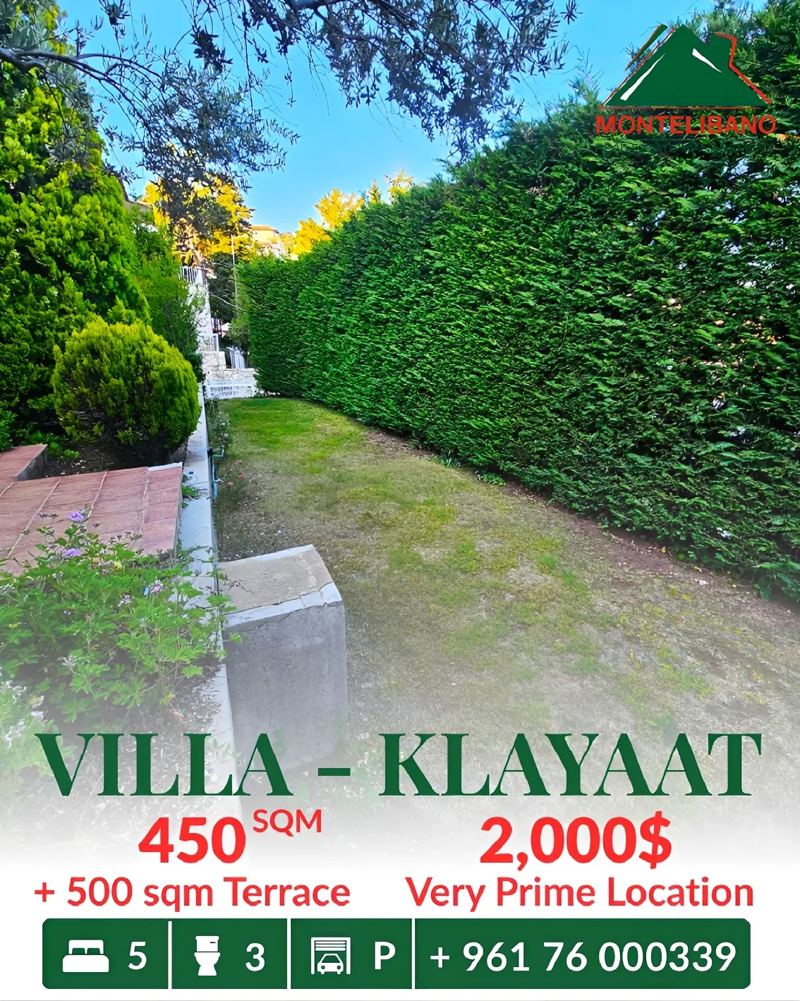 Villa for rent in Qlayaat, Lebanon - 5 bed, 3 bath