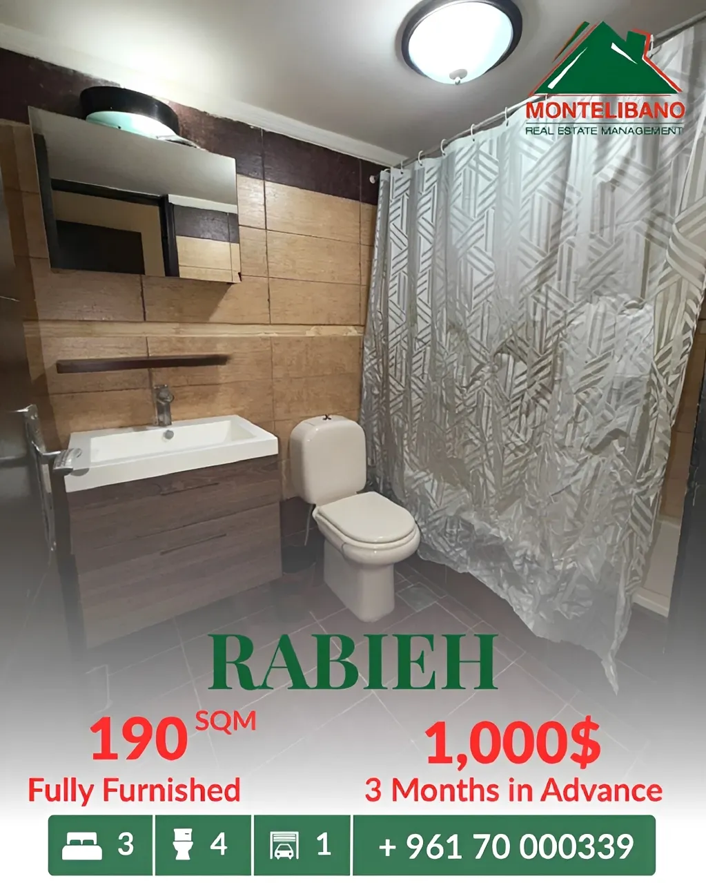 Apartment for rent in Rabieh, Lebanon