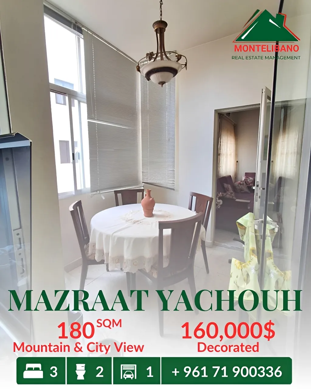 Apartment for sale in Mazraat Yachoua, Lebanon