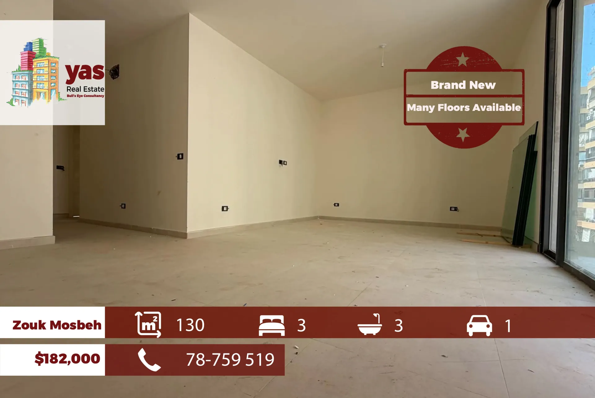 Apartment for Sale in Zouk Mosbeh - 3 bed, 3 bath