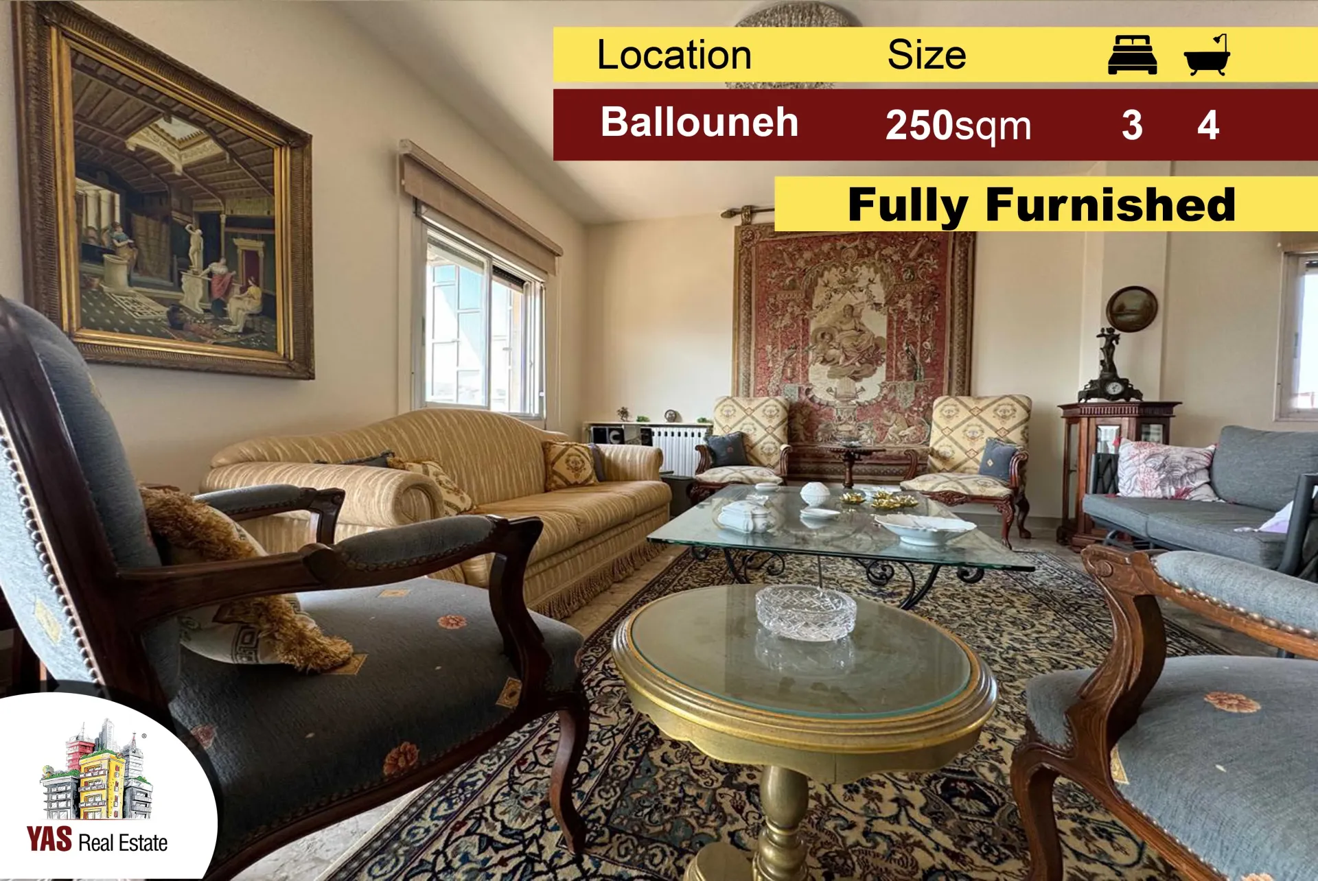 Apartment for Sale in Ballouneh - 3 bed, 4 bath