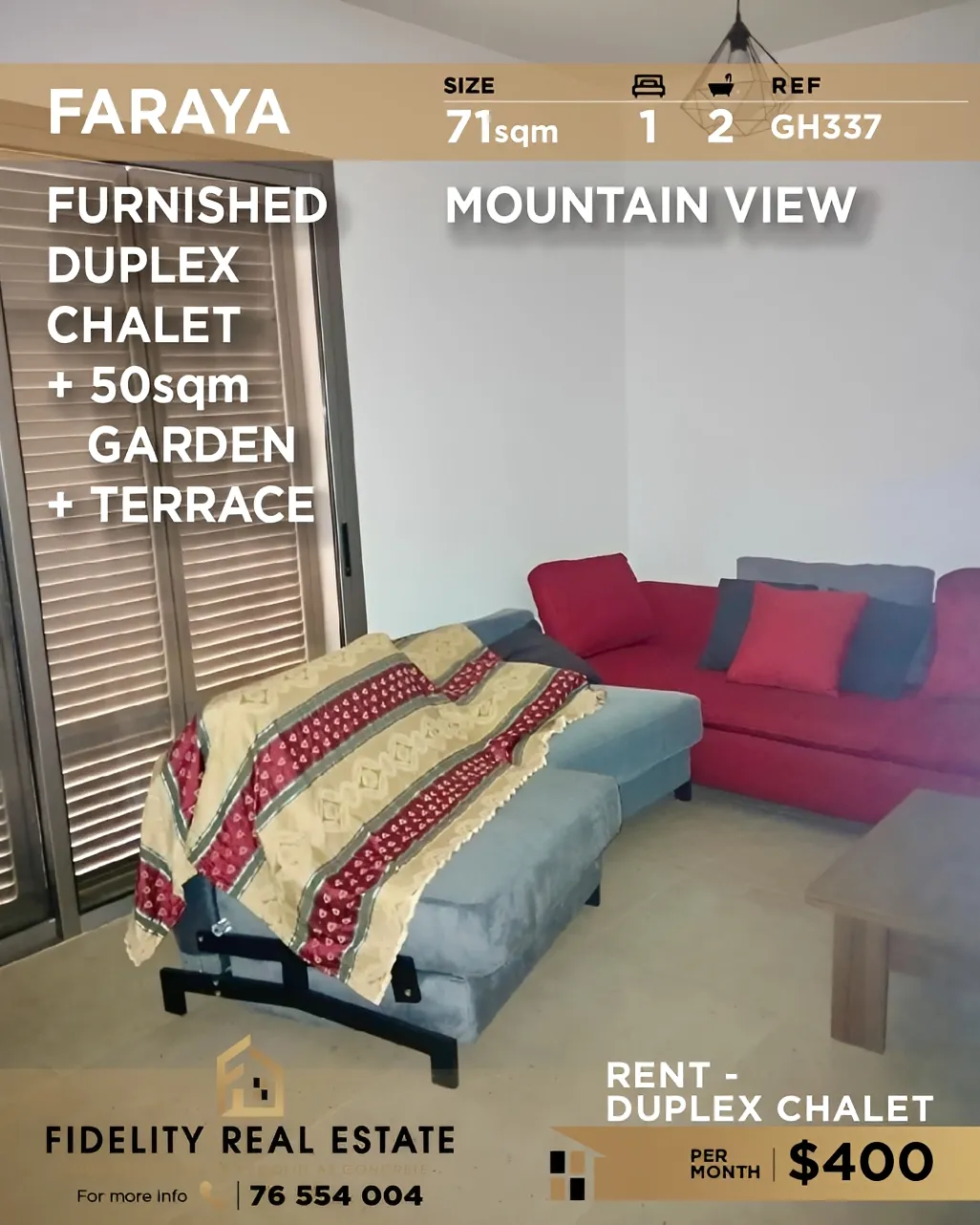 Chalet for rent in Faraiya, Lebanon
